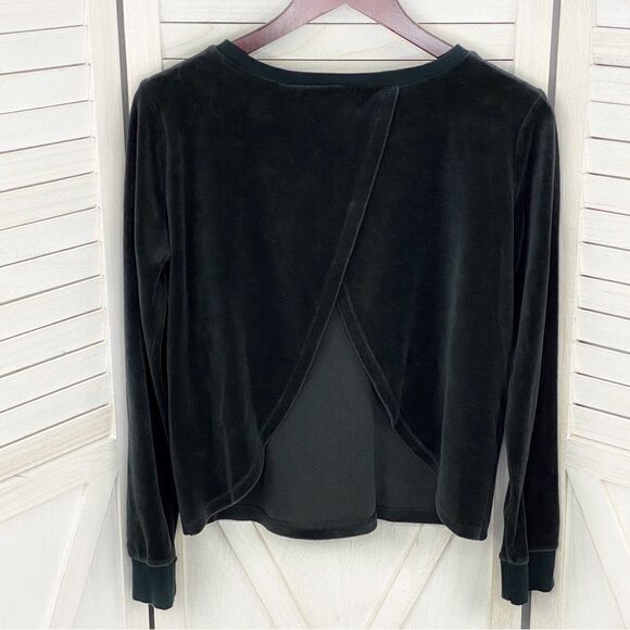 Victoria’s Secret Velour Embroidered Open Split Back Shirt Black Small - Picture 9 of 13